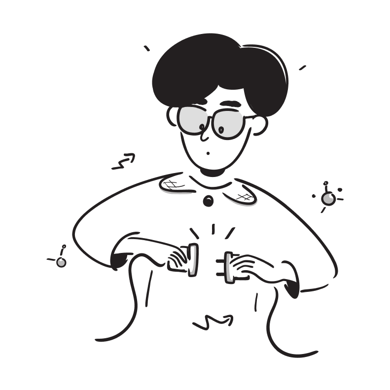 Image of a man connecting electricity