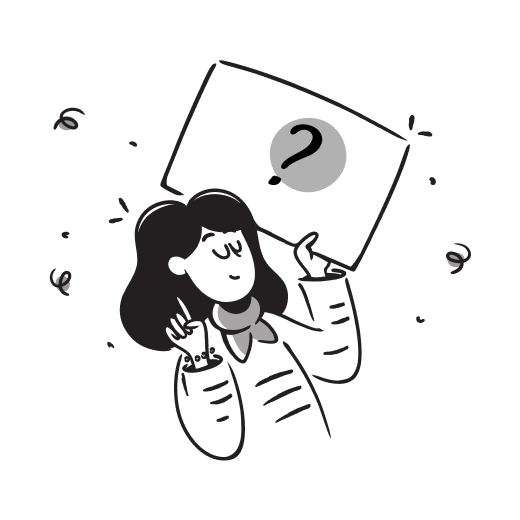 Illustration of a girl holding a card with question mark on it representing a question