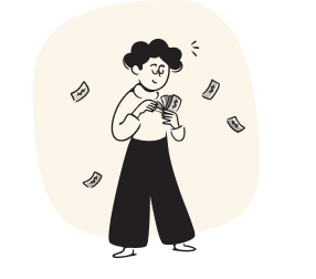 Illustration of a boy counting money