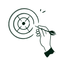 Illustrations of shooting at a target with dart
